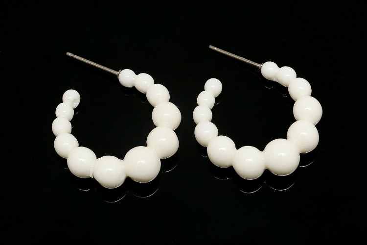 [W] K390-Epoxy-(10pairs)-29mm White Epoxy Post Earrings-Daily Earrings-Titanium Post, [PRODUCT_SEARCH_KEYWORD], JEWELFINGER-INBEAD, [CURRENT_CATE_NAME]