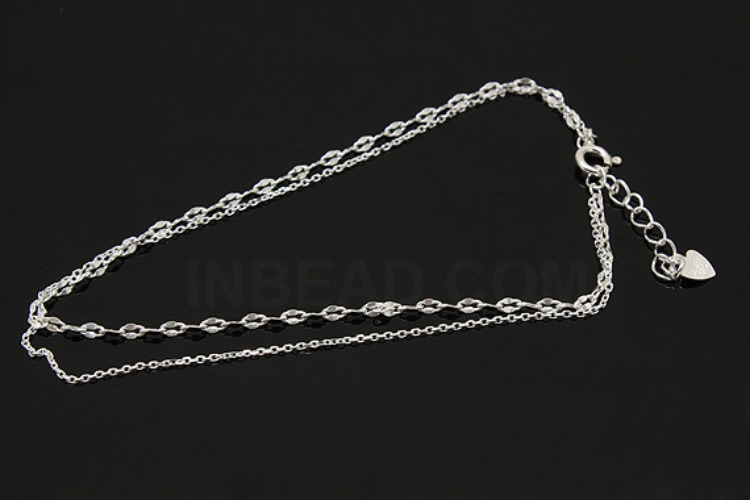 [W] A245-None Plated-(3pcs)-245FPF+230 4DC 25cm Ankle Bracelet-Wholesale Silver Ankle Bracelet, [PRODUCT_SEARCH_KEYWORD], JEWELFINGER-INBEAD, [CURRENT_CATE_NAME]