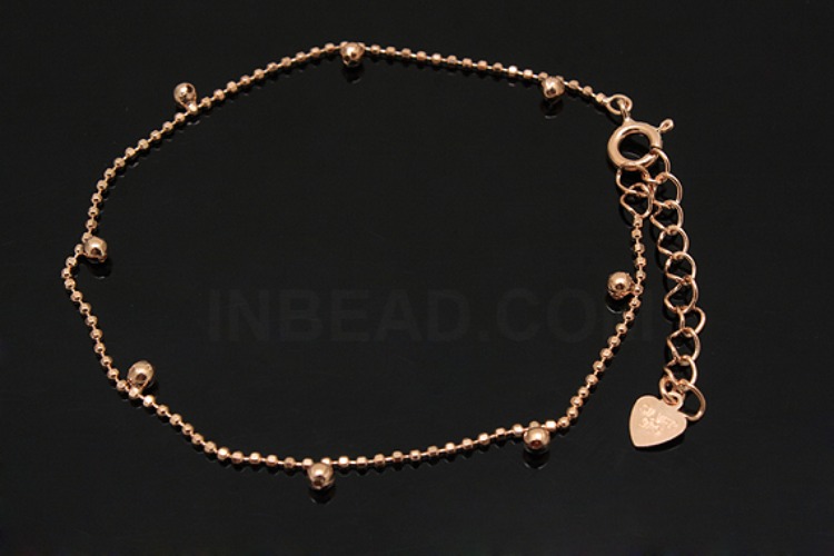 [W] A279-Pink Gold Plated-(5pcs)-1.2mm Cutting Ball+Side Ball 20cm Bracelet-Wholesale Silver Bracelet, [PRODUCT_SEARCH_KEYWORD], JEWELFINGER-INBEAD, [CURRENT_CATE_NAME]