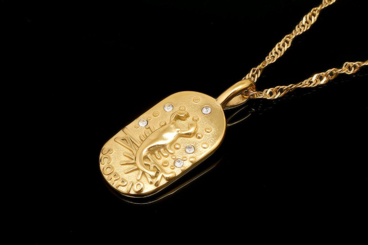 ST004-PVD Gold Plated-(1piece)-Scorpio-Stainless Steel Zodiac Necklace, Personalised Necklace,Horoscope Sign Necklace,Waterproof-Wholesale Zodiac, [PRODUCT_SEARCH_KEYWORD], JEWELFINGER-INBEAD, [CURRENT_CATE_NAME]