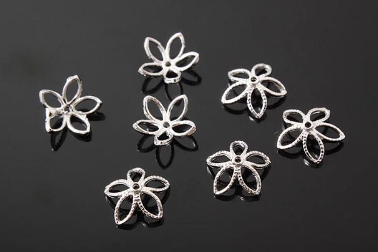 K741-Rhodium Plated-(2pcs)-8mm Flower Leaf Silver Beads Cap-Wholesale Silver Beads Caps, [PRODUCT_SEARCH_KEYWORD], JEWELFINGER-INBEAD, [CURRENT_CATE_NAME]