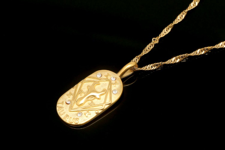 ST004-PVD Gold Plated-(1piece)-Taurus-Stainless Steel Zodiac Necklace, Personalised Necklace,Horoscope Sign Necklace,Waterproof-Wholesale Zodiac, [PRODUCT_SEARCH_KEYWORD], JEWELFINGER-INBEAD, [CURRENT_CATE_NAME]