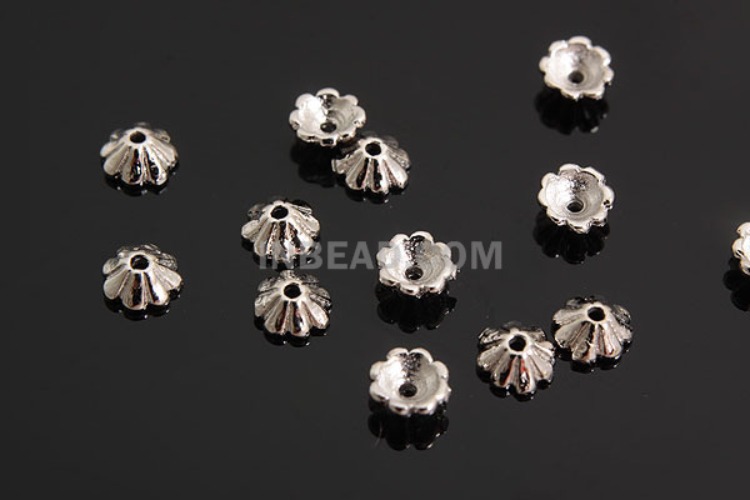 [W] K304-Rhodium Plated-(40pcs)-3.5mm Silver Beads Cap-Wholesale Silver Beads Caps, [PRODUCT_SEARCH_KEYWORD], JEWELFINGER-INBEAD, [CURRENT_CATE_NAME]
