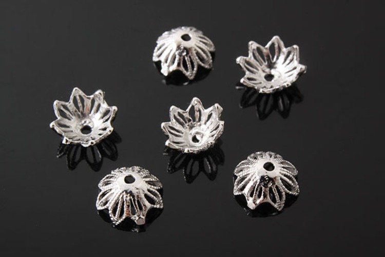 K753-Rhodium Plated-(2pcs)-6mm Flower Silver Beads Cap-Wholesale Silver Beads Caps, [PRODUCT_SEARCH_KEYWORD], JEWELFINGER-INBEAD, [CURRENT_CATE_NAME]