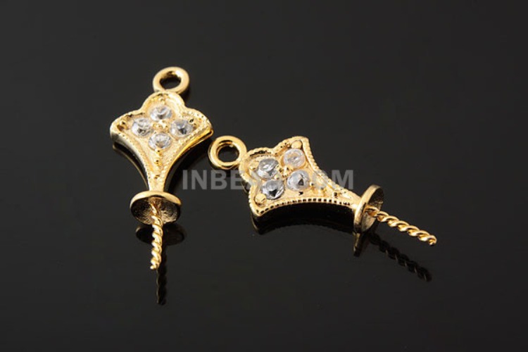 [W] K549-Gold Plated-(20pcs)-CZ Silver Beads Cap-Wholesale Silver Beads Caps, [PRODUCT_SEARCH_KEYWORD], JEWELFINGER-INBEAD, [CURRENT_CATE_NAME]