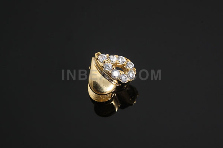 K1077-Gold Plated-(1piece)-CZ Heart Silver Bail-Wholesale Silver Bails, [PRODUCT_SEARCH_KEYWORD], JEWELFINGER-INBEAD, [CURRENT_CATE_NAME]