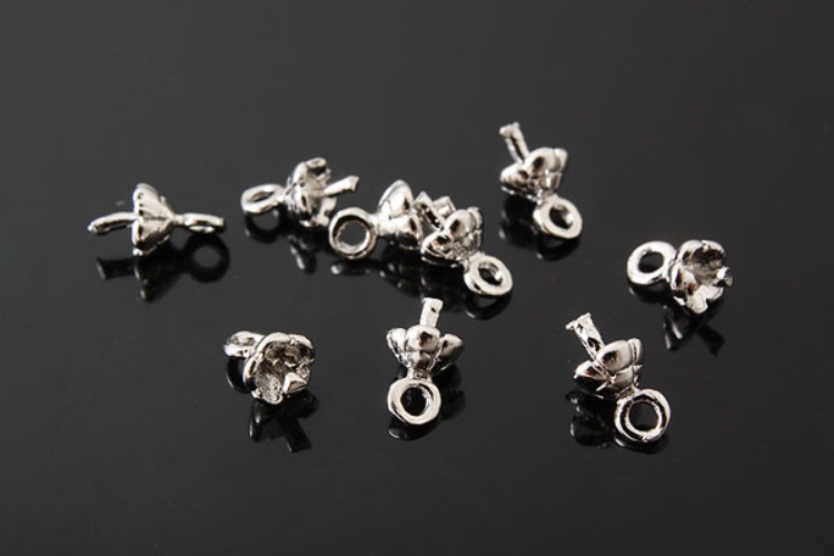 [W] K766-Rhodium Plated-(40pcs)-3mm Flower Silver Beads Cap-Wholesale Silver Beads Caps, [PRODUCT_SEARCH_KEYWORD], JEWELFINGER-INBEAD, [CURRENT_CATE_NAME]