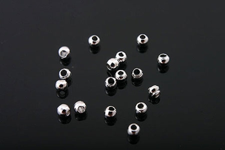 K030-Rhodium Plated-(20pcs)-2mm Silver Beads-Wholesale Silver Beads, [PRODUCT_SEARCH_KEYWORD], JEWELFINGER-INBEAD, [CURRENT_CATE_NAME]