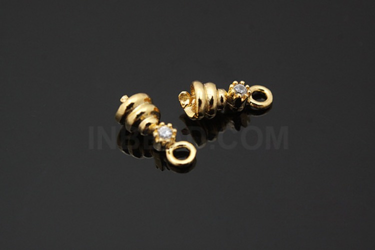 K221-Gold Plated-(2pcs)-CZ Silver Beads Cap-Wholesale Silver Beads Caps, [PRODUCT_SEARCH_KEYWORD], JEWELFINGER-INBEAD, [CURRENT_CATE_NAME]