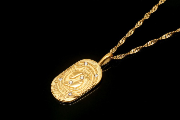 ST004-PVD Gold Plated-(1piece)-Pisces-Stainless Steel Zodiac Necklace, Personalised Necklace,Horoscope Sign Necklace,Waterproof-Wholesale Zodiac, [PRODUCT_SEARCH_KEYWORD], JEWELFINGER-INBEAD, [CURRENT_CATE_NAME]