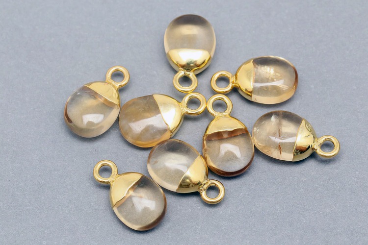 ID001-Gold Plated-(1piece)-November Citrine-8*14mm Natural Birthstone Charms,Smooth Drop Pendant,Gemstone Tumble Charm, [PRODUCT_SEARCH_KEYWORD], JEWELFINGER-INBEAD, [CURRENT_CATE_NAME]