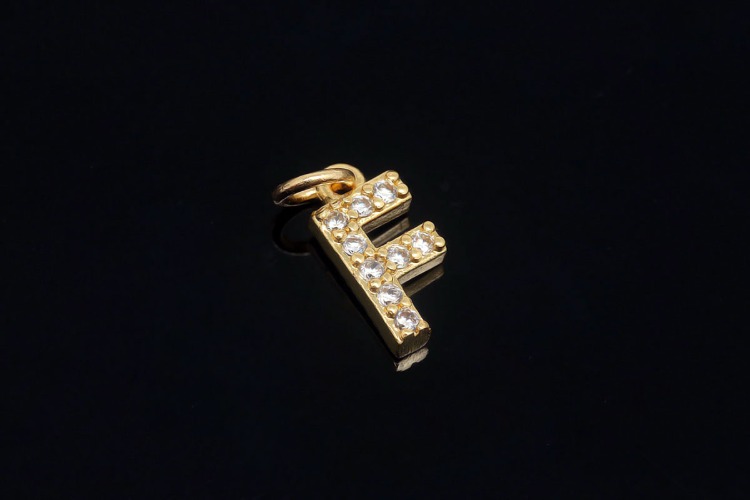 [W] EM007-Gold Plated Initial F-(10pcs)-Cubic Alphabet Letter Charm,Nickel Free,Micro Pave Initial Letter Alphabet Pendant Charms for Jewelry Making-Wholesale Initials, [PRODUCT_SEARCH_KEYWORD], JEWELFINGER-INBEAD, [CURRENT_CATE_NAME]