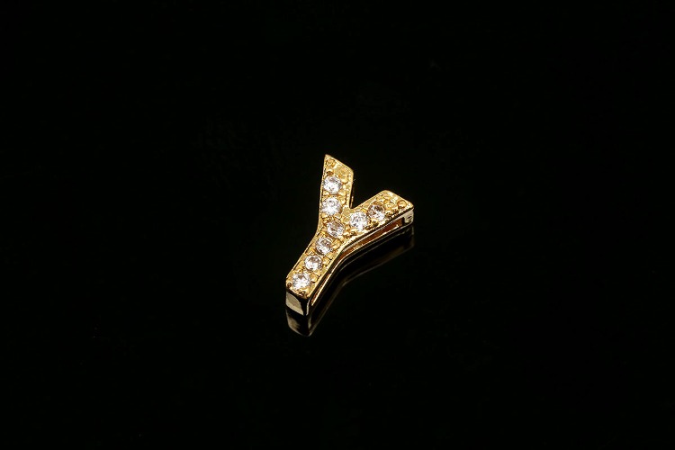 [W] EM006-Gold Plated Initial Y-(10pcs)-Cubic Alphabet Letter Charm,CZ Initial Pendant,Nickel Free,Cubic Zirconia Letter,CZ On Brass Alphabet Letter-Wholesale Initials, [PRODUCT_SEARCH_KEYWORD], JEWELFINGER-INBEAD, [CURRENT_CATE_NAME]