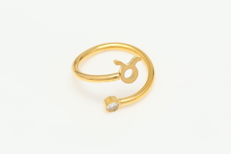 ST036-Gold Plated-(1piece)-Taurus-Stainless Steel Zodiac Ring,Birthstone Ring,Constellation Jewelry,Minimalist Stackable Ring,Waterproof,Anti-tanish, [PRODUCT_SEARCH_KEYWORD], JEWELFINGER-INBEAD, [CURRENT_CATE_NAME]