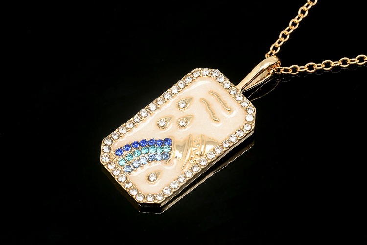 ST019-Gold Plated E-Coat Anti Tarnish-(1piece)-Aquarius-E-coat Enamel Tarot Zodiac Necklace, CZ Personalized Necklace,Horoscope Necklace,Birthday Gift for Her,Waterproof-Wholesale Zodiac, [PRODUCT_SEARCH_KEYWORD], JEWELFINGER-INBEAD, [CURRENT_CATE_NAME]