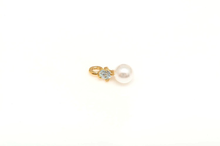 [W] K915-Gold Plated-(20pcs)-Aqua No.3-Tiny CZ with Pearl Charms,Color Cubic Pendant,Pearl Dangle CZ Pendant,Jewelry Charm-Wholesale Charm, [PRODUCT_SEARCH_KEYWORD], JEWELFINGER-INBEAD, [CURRENT_CATE_NAME]