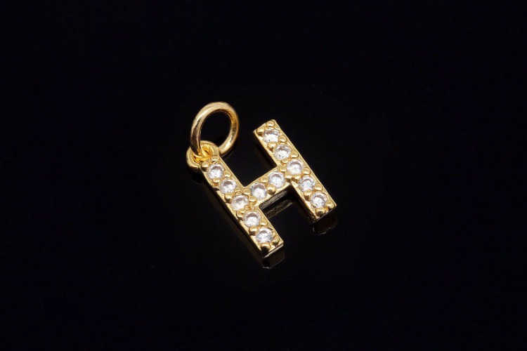 [W] EM007-Gold Plated Initial H-(10pcs)-Cubic Alphabet Letter Charm,Nickel Free,Micro Pave Initial Letter Alphabet Pendant Charms for Jewelry Making-Wholesale Initials, [PRODUCT_SEARCH_KEYWORD], JEWELFINGER-INBEAD, [CURRENT_CATE_NAME]