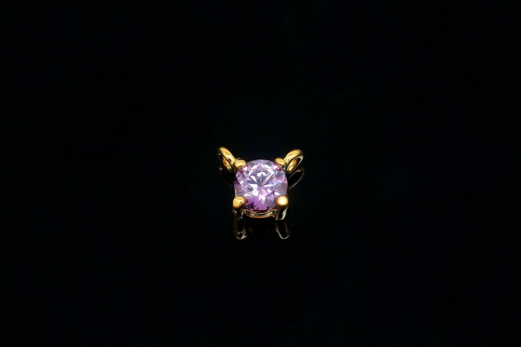H023-Gold Plated-(1piece)-February Amethyst-3.5mm CZ Birthstone Pendant,Birthstone 3.5mm Cubic Zirconia Charms,Gold Plated Birthstone Jewelry-Wholesale Charm, [PRODUCT_SEARCH_KEYWORD], JEWELFINGER-INBEAD, [CURRENT_CATE_NAME]