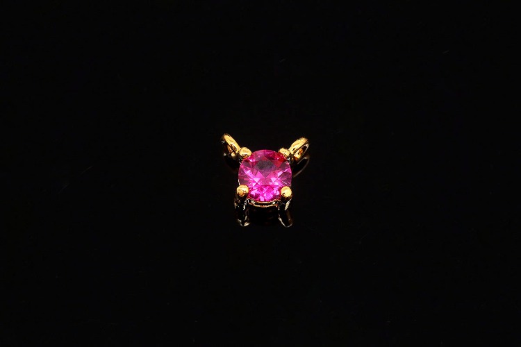 H023-Gold Plated-(1piece)-July Ruby-3.5mm CZ Birthstone Pendant,Birthstone 3.5mm Cubic Zirconia Charms,Gold Plated Birthstone Jewelry-Wholesale Charm, [PRODUCT_SEARCH_KEYWORD], JEWELFINGER-INBEAD, [CURRENT_CATE_NAME]
