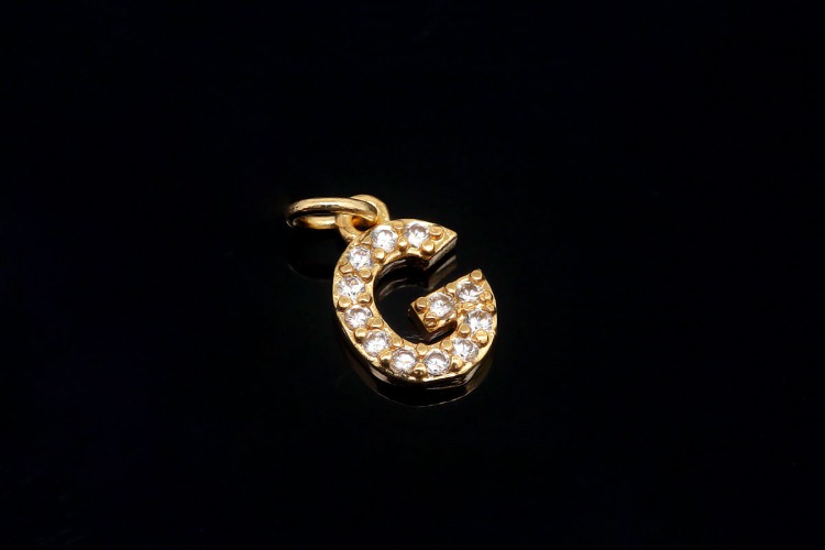 [W] EM007-Gold Plated Initial G-(10pcs)-Cubic Alphabet Letter Charm,Nickel Free,Micro Pave Initial Letter Alphabet Pendant Charms for Jewelry Making-Wholesale Initials, [PRODUCT_SEARCH_KEYWORD], JEWELFINGER-INBEAD, [CURRENT_CATE_NAME]