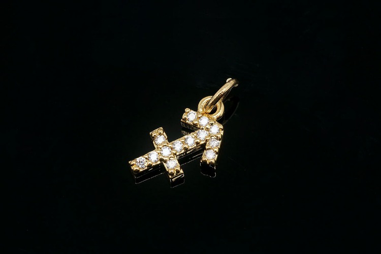 [W] EM008-Gold Plated-(10pcs)-Sagittarius-CZ Astrological  Zodiac Charms,Horoscope Charms,Constellation Jewelry Birth Signs,Constellation Pendant,Nickel Free-Wholesale Zodiac, [PRODUCT_SEARCH_KEYWORD], JEWELFINGER-INBEAD, [CURRENT_CATE_NAME]