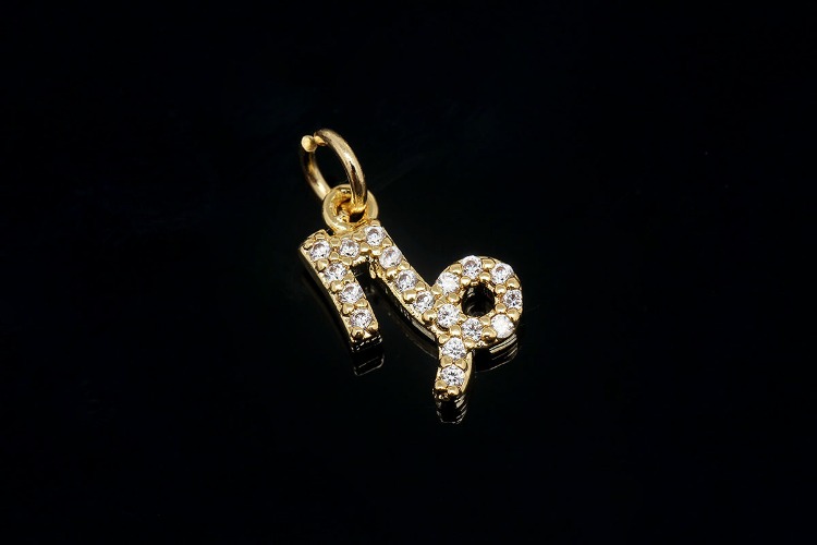 EM008-Gold Plated-(1piece)-Capricorn-CZ Astrological  Zodiac Charms,Horoscope Charms,Constellation Jewelry Birth Signs,Constellation Pendant,Nickel Free-Wholesale Zodiac, [PRODUCT_SEARCH_KEYWORD], JEWELFINGER-INBEAD, [CURRENT_CATE_NAME]