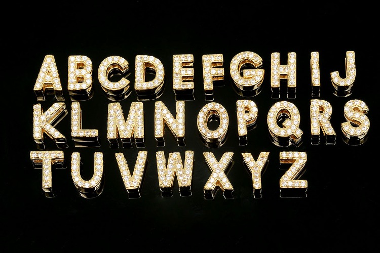 [W] EM006-Gold Plated Initial A~Z Each 5pcs 26set-(130pcs)-Cubic Alphabet Letter Charm,CZ Initial Pendant,Nickel Free,Cubic Zirconia Letter,CZ On Brass Alphabet Letter-Wholesale Initials, [PRODUCT_SEARCH_KEYWORD], JEWELFINGER-INBEAD, [CURRENT_CATE_NAME]