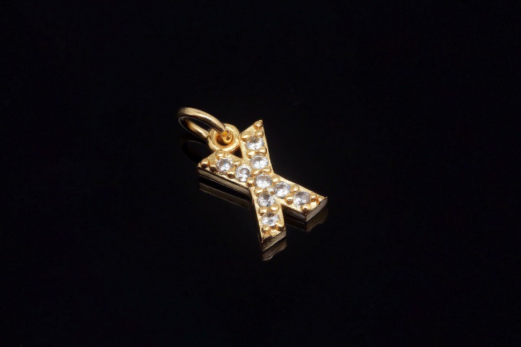 [W] EM007-Gold Plated Initial X-(10pcs)-Cubic Alphabet Letter Charm,Nickel Free,Micro Pave Initial Letter Alphabet Pendant Charms for Jewelry Making-Wholesale Initials, [PRODUCT_SEARCH_KEYWORD], JEWELFINGER-INBEAD, [CURRENT_CATE_NAME]