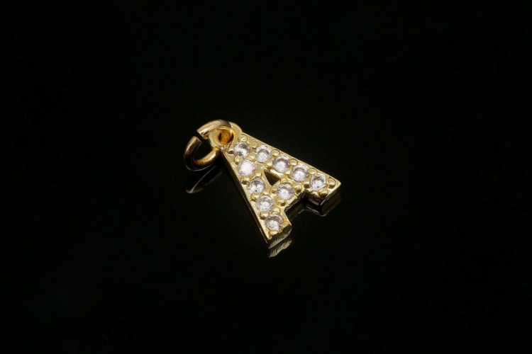 [W] EM007-Gold Plated Initial A-(10pcs)-Cubic Alphabet Letter Charm,Nickel Free,Micro Pave Initial Letter Alphabet Pendant Charms for Jewelry Making-Wholesale Initials, [PRODUCT_SEARCH_KEYWORD], JEWELFINGER-INBEAD, [CURRENT_CATE_NAME]