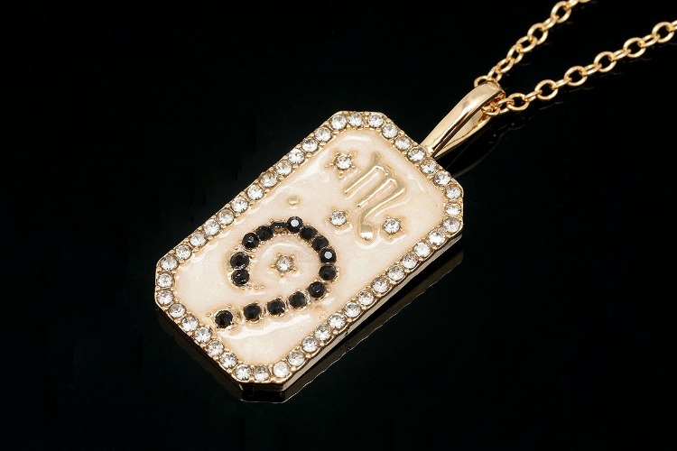 ST019-Gold Plated E-Coat Anti Tarnish-(1piece)-Scorpio-E-coat Enamel Tarot Zodiac Necklace, CZ Personalized Necklace,Horoscope Necklace,Birthday Gift for Her,Waterproof-Wholesale Zodiac, [PRODUCT_SEARCH_KEYWORD], JEWELFINGER-INBEAD, [CURRENT_CATE_NAME]