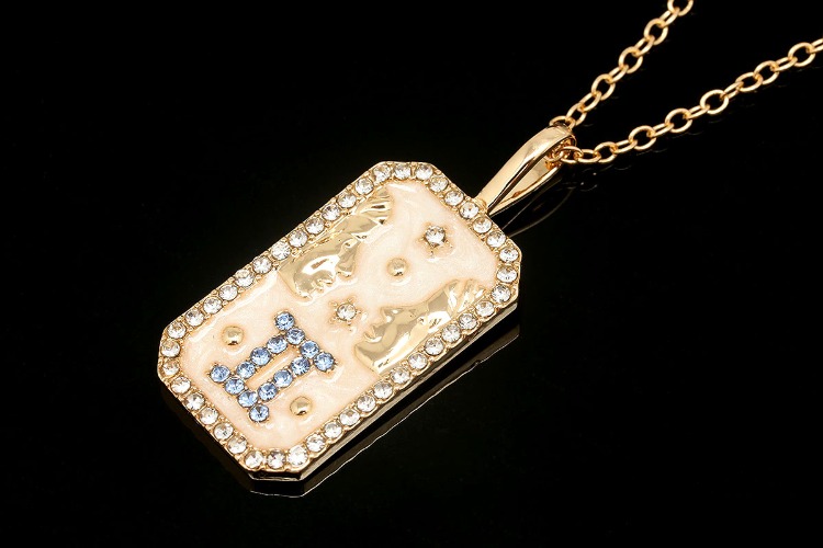 ST019-Gold Plated E-Coat Anti Tarnish-(1piece)-Gemini-E-coat Enamel Tarot Zodiac Necklace, CZ Personalized Necklace,Horoscope Necklace,Birthday Gift for Her,Waterproof-Wholesale Zodiac, [PRODUCT_SEARCH_KEYWORD], JEWELFINGER-INBEAD, [CURRENT_CATE_NAME]