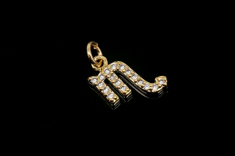 EM008-Gold Plated-(1piece)-Scorpio-CZ Astrological  Zodiac Charms,Horoscope Charms,Constellation Jewelry Birth Signs,Constellation Pendant,Nickel Free-Wholesale Zodiac, [PRODUCT_SEARCH_KEYWORD], JEWELFINGER-INBEAD, [CURRENT_CATE_NAME]