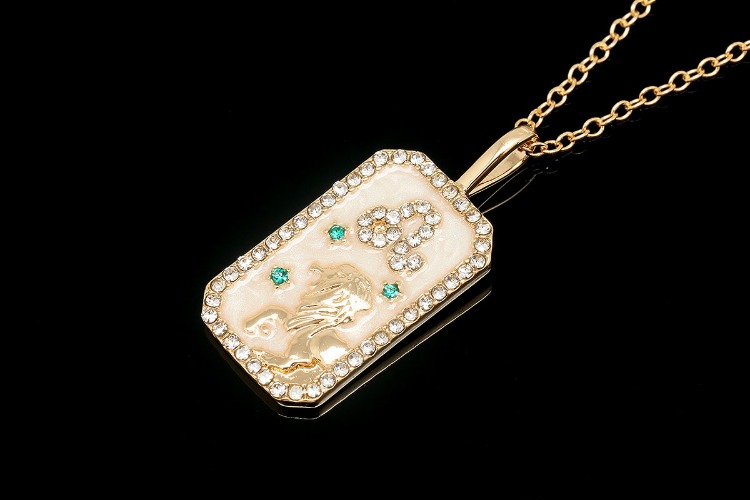 ST019-Gold Plated E-Coat Anti Tarnish-(1piece)-Leo-E-coat Enamel Tarot Zodiac Necklace, CZ Personalized Necklace,Horoscope Necklace,Birthday Gift for Her,Waterproof-Wholesale Zodiac, [PRODUCT_SEARCH_KEYWORD], JEWELFINGER-INBEAD, [CURRENT_CATE_NAME]