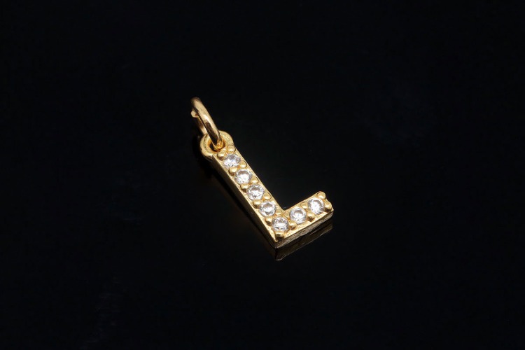 [W] EM007-Gold Plated Initial L-(10pcs)-Cubic Alphabet Letter Charm,Nickel Free,Micro Pave Initial Letter Alphabet Pendant Charms for Jewelry Making-Wholesale Initials, [PRODUCT_SEARCH_KEYWORD], JEWELFINGER-INBEAD, [CURRENT_CATE_NAME]
