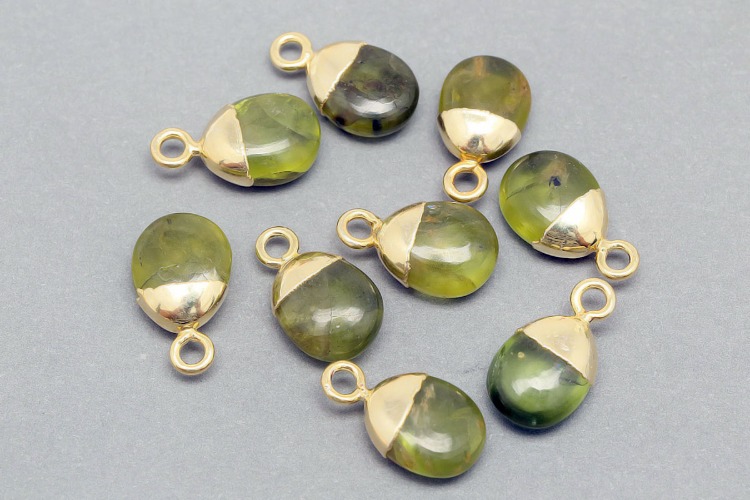 ID001-Gold Plated-(1piece)-August Peridot-8*14mm Natural Birthstone Charms,Smooth Drop Pendant,Gemstone Tumble Charm, [PRODUCT_SEARCH_KEYWORD], JEWELFINGER-INBEAD, [CURRENT_CATE_NAME]