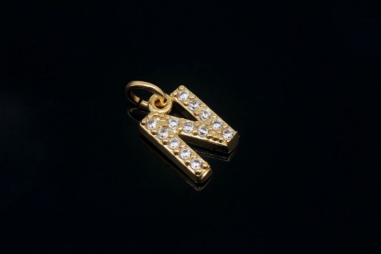 [W] EM007-Gold Plated Initial N-(10pcs)-Cubic Alphabet Letter Charm,Nickel Free,Micro Pave Initial Letter Alphabet Pendant Charms for Jewelry Making-Wholesale Initials, [PRODUCT_SEARCH_KEYWORD], JEWELFINGER-INBEAD, [CURRENT_CATE_NAME]
