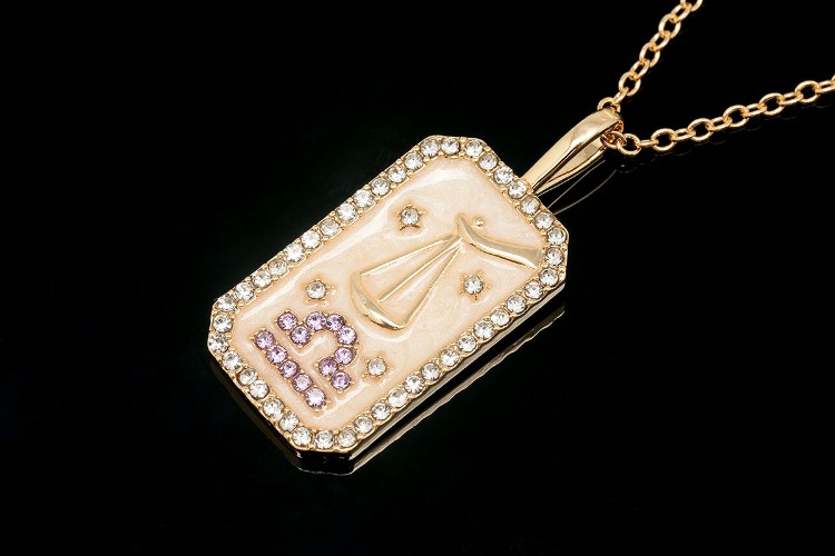 ST019-Gold Plated E-Coat Anti Tarnish-(1piece)-Libra-E-coat Enamel Tarot Zodiac Necklace, CZ Personalized Necklace,Horoscope Necklace,Birthday Gift for Her,Waterproof-Wholesale Zodiac, [PRODUCT_SEARCH_KEYWORD], JEWELFINGER-INBEAD, [CURRENT_CATE_NAME]