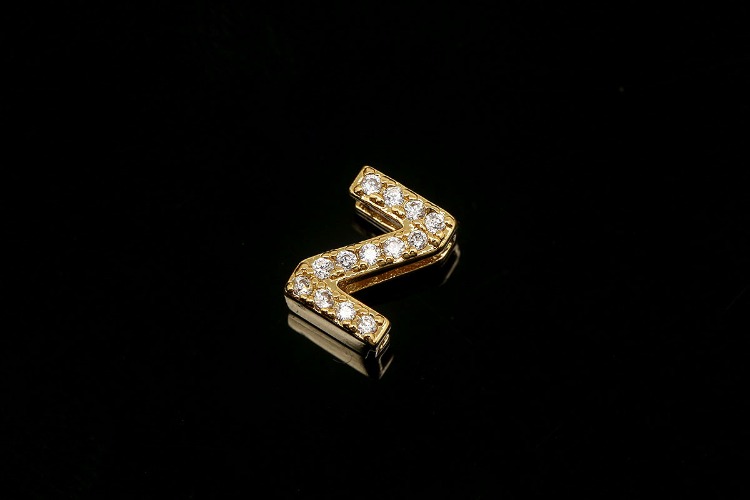 [W] EM006-Gold Plated Initial Z-(10pcs)-Cubic Alphabet Letter Charm,CZ Initial Pendant,Nickel Free,Cubic Zirconia Letter,CZ On Brass Alphabet Letter-Wholesale Initials, [PRODUCT_SEARCH_KEYWORD], JEWELFINGER-INBEAD, [CURRENT_CATE_NAME]