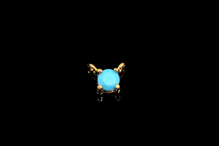 H023-Gold Plated-(1piece)-December Turquoise-3.5mm CZ Birthstone Pendant,Birthstone 3.5mm Cubic Zirconia Charms,Gold Plated Birthstone Jewelry-Wholesale Charm, [PRODUCT_SEARCH_KEYWORD], JEWELFINGER-INBEAD, [CURRENT_CATE_NAME]