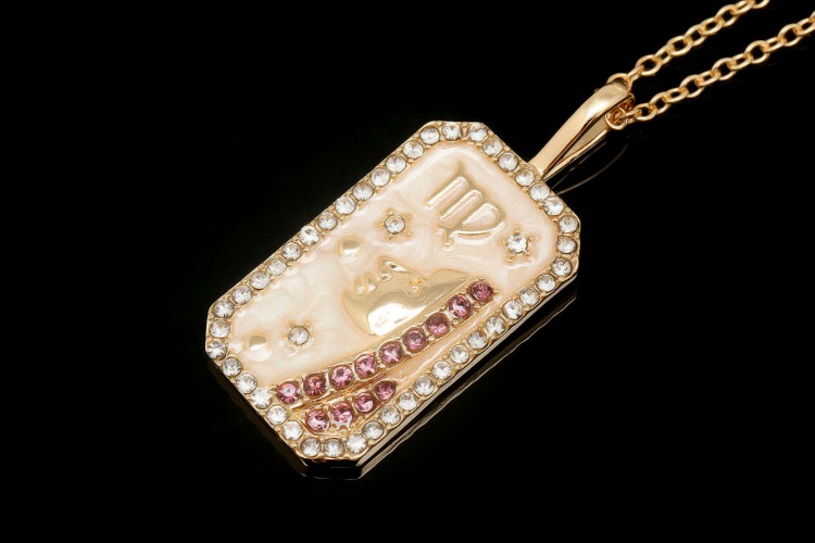 ST019-Gold Plated E-Coat Anti Tarnish-(1piece)-Virgo-E-coat Enamel Tarot Zodiac Necklace, CZ Personalized Necklace,Horoscope Necklace,Birthday Gift for Her,Waterproof-Wholesale Zodiac, [PRODUCT_SEARCH_KEYWORD], JEWELFINGER-INBEAD, [CURRENT_CATE_NAME]