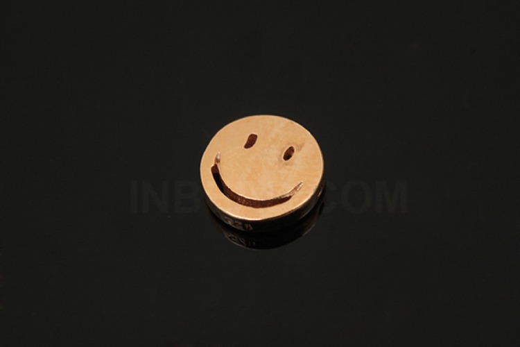 [W] V202-Pink Gold Plated-(5pcs)-9mm Smile Silver Beads-Wholesale Silver Beads, [PRODUCT_SEARCH_KEYWORD], JEWELFINGER-INBEAD, [CURRENT_CATE_NAME]