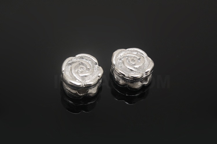 K1312-Rhodium Plated-(1piece)-7mm Rose Silver Beads-Wholesale Silver Beads, [PRODUCT_SEARCH_KEYWORD], JEWELFINGER-INBEAD, [CURRENT_CATE_NAME]