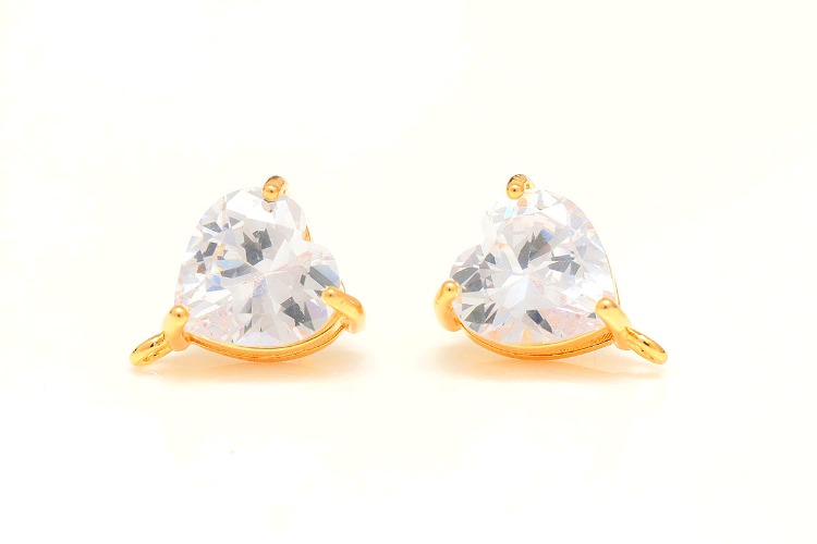 CH6136-Gold Plated-(1pairs)-10mm CZ Heart Earrings-Cubic Heart Post Earrings-Nickel Free, [PRODUCT_SEARCH_KEYWORD], JEWELFINGER-INBEAD, [CURRENT_CATE_NAME]