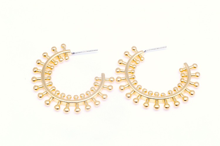 CH126-Matt Gold Plated-(1pairs)-35mm Half Circle  Unique Earrings-Jewelry Findings-Silver Post, [PRODUCT_SEARCH_KEYWORD], JEWELFINGER-INBEAD, [CURRENT_CATE_NAME]