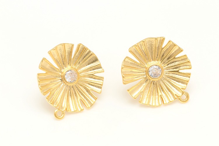 CH121-Matt Gold Plated-(1pairs)-CZ Flower Stud Earrings-Flower Earrings-Silver Post-Silver Post, [PRODUCT_SEARCH_KEYWORD], JEWELFINGER-INBEAD, [CURRENT_CATE_NAME]