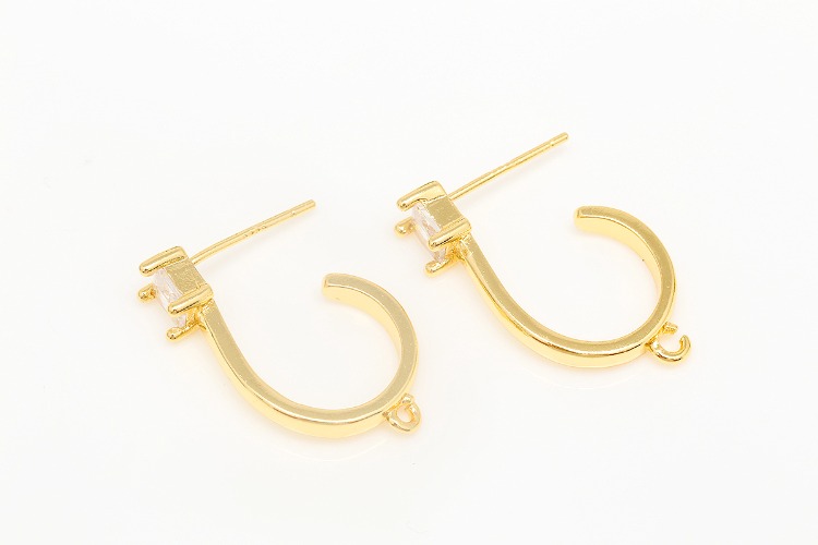 CH125-Gold Plated-(1pairs)-20mm Cubic Earrings - Unique Earrings-Nickel Free-Silver Post, [PRODUCT_SEARCH_KEYWORD], JEWELFINGER-INBEAD, [CURRENT_CATE_NAME]