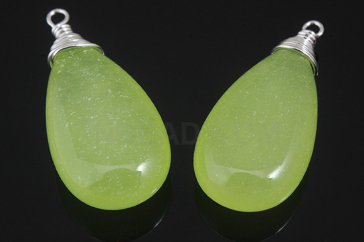 G504-Rhodium Plated-(1piece)-Green Jade Pendant-Gemstone Pendant-Wholesale Gemstone, [PRODUCT_SEARCH_KEYWORD], JEWELFINGER-INBEAD, [CURRENT_CATE_NAME]