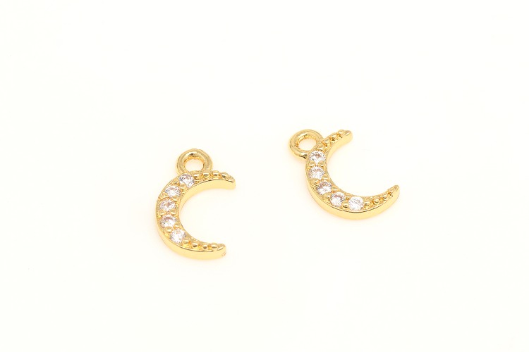 CH5091-Gold Plated-(2pcs)-CZ Tiny Moon Charm Pendant Nickel Free Option, [PRODUCT_SEARCH_KEYWORD], JEWELFINGER-INBEAD, [CURRENT_CATE_NAME]