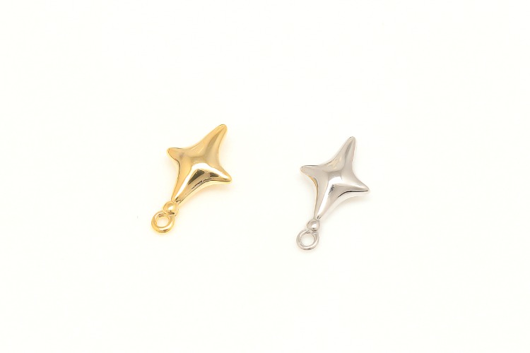 K492-Gold Plated&amp;Rhodium Plated-(2pcs)-15*8.5mm Starburst Pendant,Star Charm,Necklace Earring Making Supply,Color Option, [PRODUCT_SEARCH_KEYWORD], JEWELFINGER-INBEAD, [CURRENT_CATE_NAME]