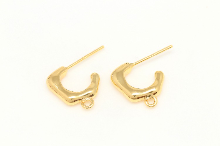 CH128-Gold Plated-(1pairs)-14mm Unique Hoop Earrings,3.5mm Thickness Simple Earrings,Nickel Free,Jewelry Findings-Silver Post, [PRODUCT_SEARCH_KEYWORD], JEWELFINGER-INBEAD, [CURRENT_CATE_NAME]
